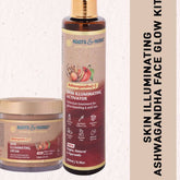 Face Makeup product with brown jar and bottle, gold lid, and Roots & Herbs brand name visible