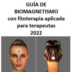 Biomagnetism guide with white text, two human faces with white dots, and 2022 date on gray background