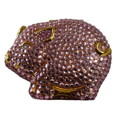 Pig figurine pink crystal and gold accents, decorative style