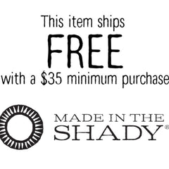 Free shipping text in black with MADE IN THE SHADY logo and $35 minimum purchase message