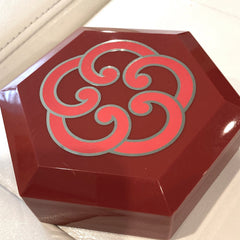 Eye makeup box red hexagonal with red and silver design, Avon brand