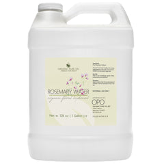 Rosemary water in white plastic jug with handle, "Organic Pure Oil" branding visible