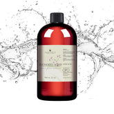 Toner: Red glass bottle with black cap, water splash, and Organic Pure Oil brand