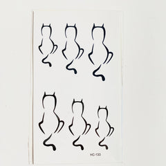 Detailed close-up of Calming cat-line temporary tattoos in three sizes - FREE gift