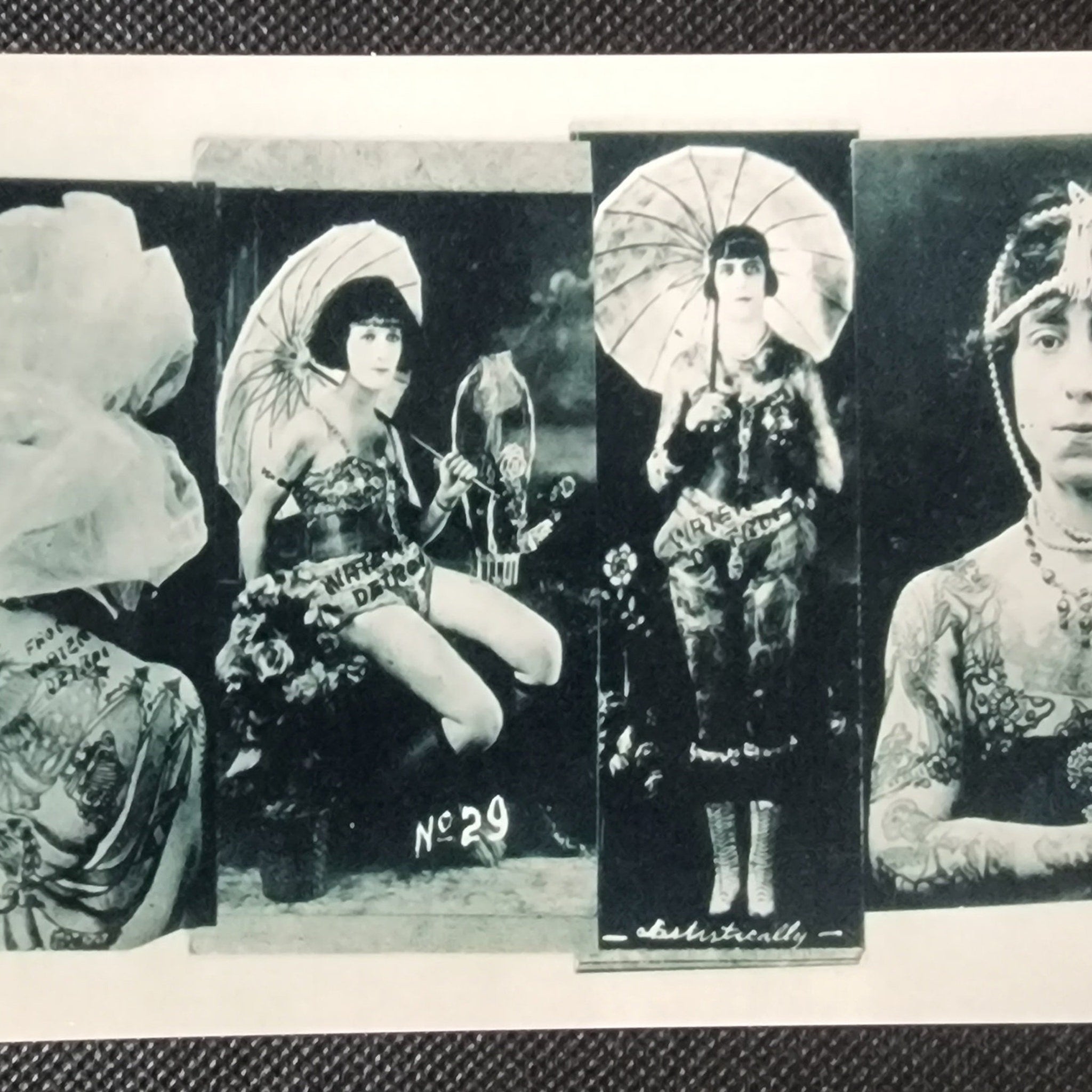Main product view of Vintage Tattoo Art Postcard Percy Waters BW Tattooed Woman Portrait