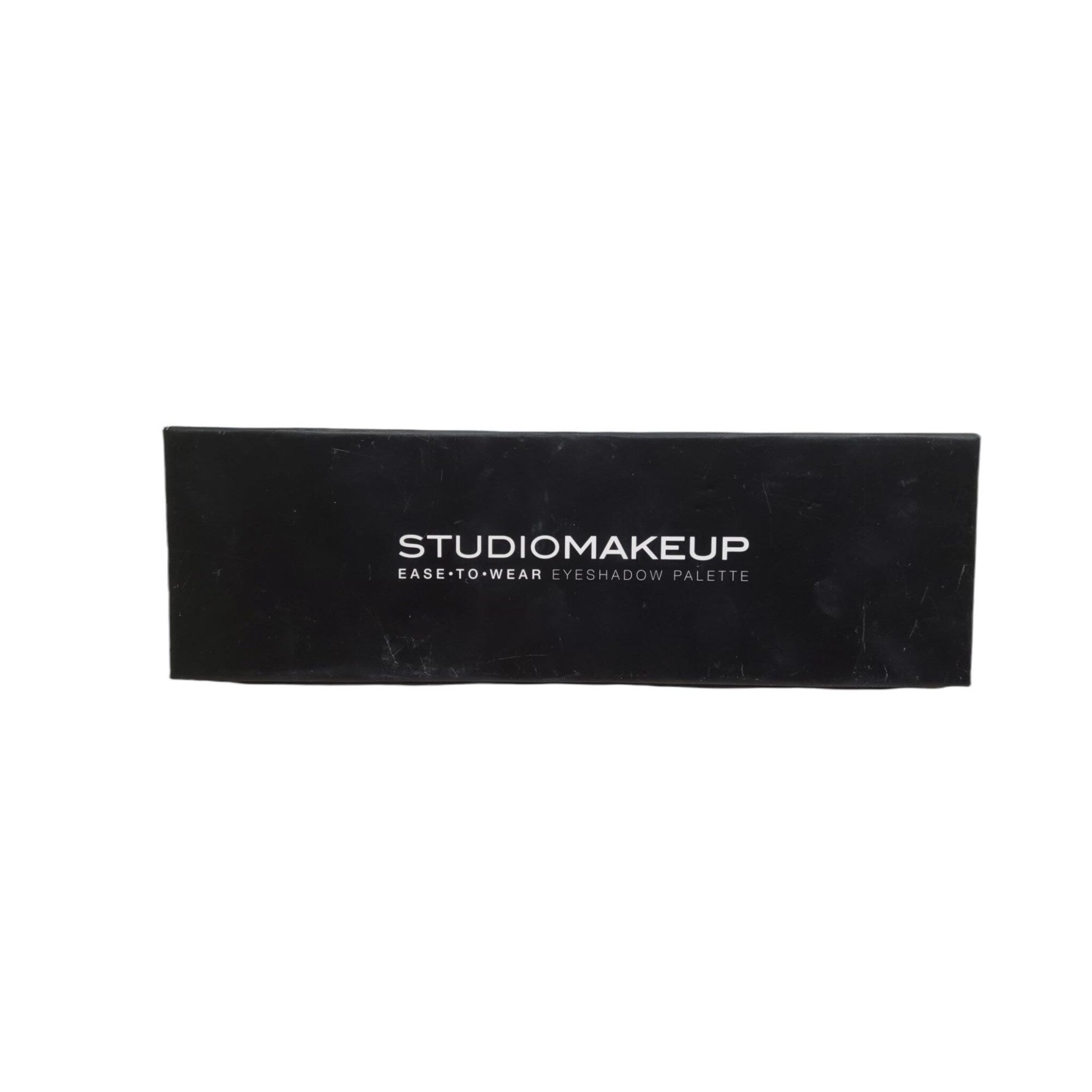 Studio Makeup 9-color eyeshadow palette with matte and shimmer shades in warm neutrals, displayed open