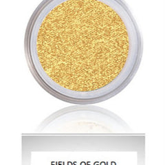 Eyeshadow with gold shimmery powder in clear container