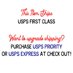 Shipping information graphic with red and black text on white background, USPS shipping options displayed
