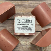 Facial cleansing bar, pink rose color, kaolin clay soap, Ivy Creek brand