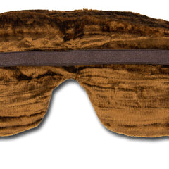 Sleep mask with brown plush material and elastic band for eye covering
