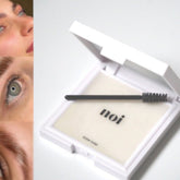 Brow soap in white case with black applicator and Noi brand text