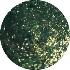 Close-up of fir green pressed powder eyeshadow in compact with smooth satin finish