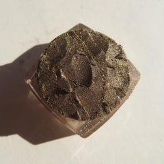 Glitter eyeshadow, bronze color with sparkle, in clear square container