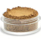 Mineral powder foundation in brown powder, clear jar, Etherealle brand