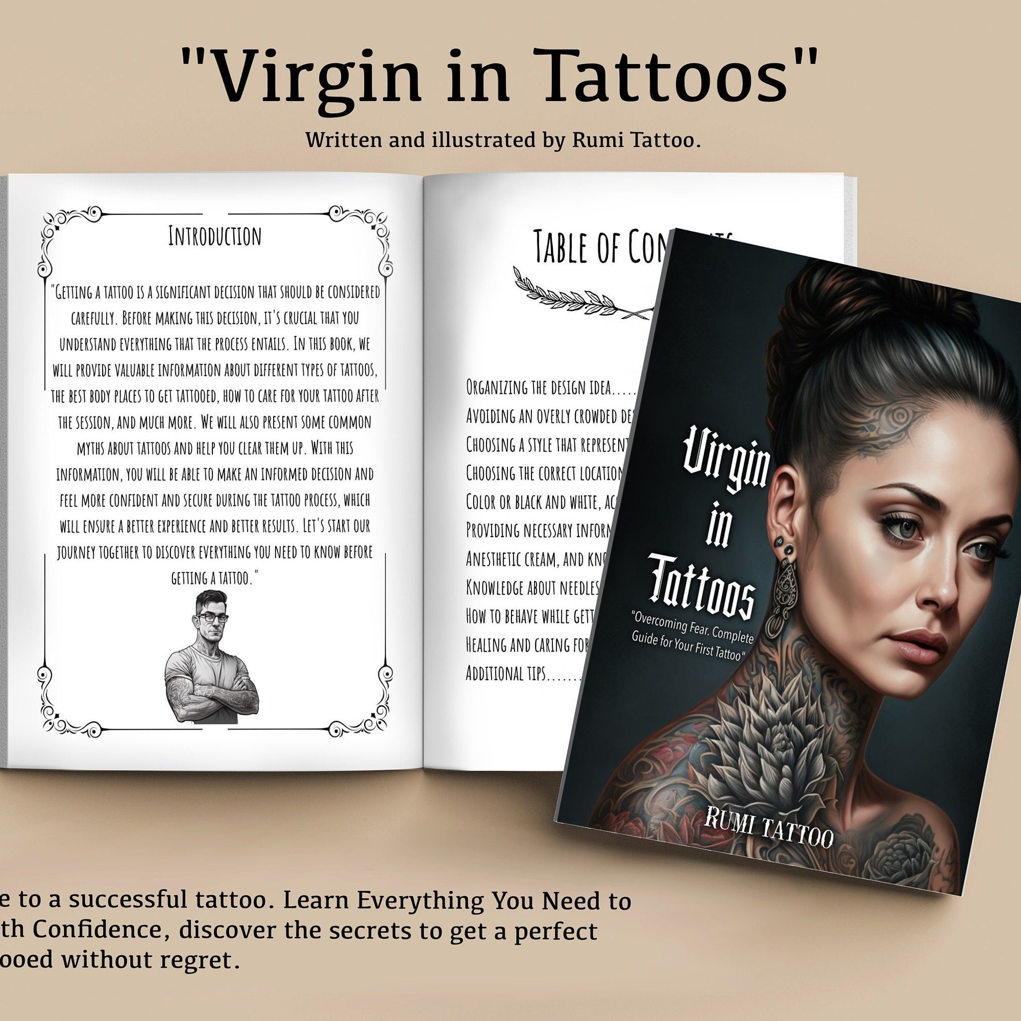 Elegant frosted glass bottle of tattoo aftercare serum with gold dropper and minimalist typography