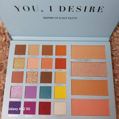 Close-up of Moira Eyeshadow Palette showing shimmering bronze and taupe shades with smooth, blendable texture