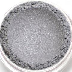 Eyeshadow, gray powder with glitter, in a clear container