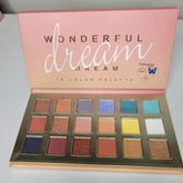 Close-up of Wonderful Dreams Eye Shadow palette showing six shimmering pastel shades in a sleek black compact