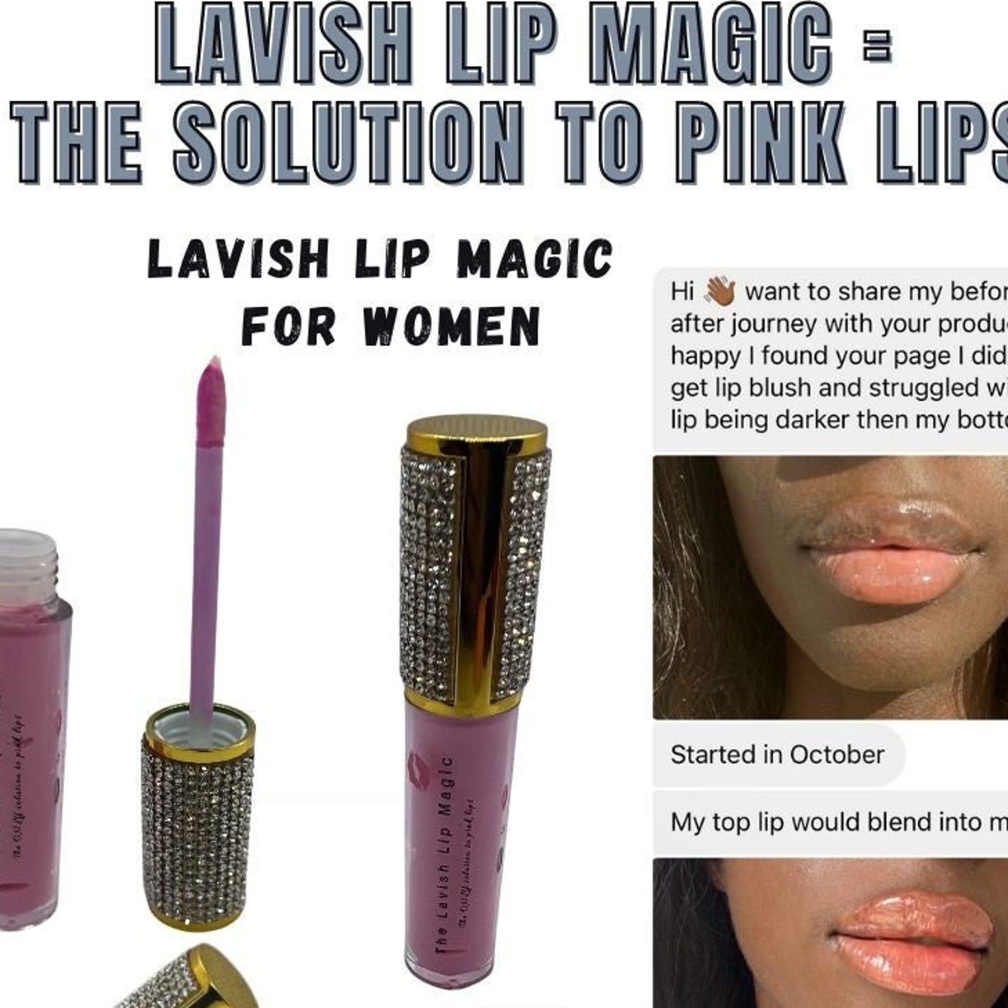 Elegant gold-capped tube of Lavish Lip Magic luxe treatment with creamy texture and minimalist black packaging