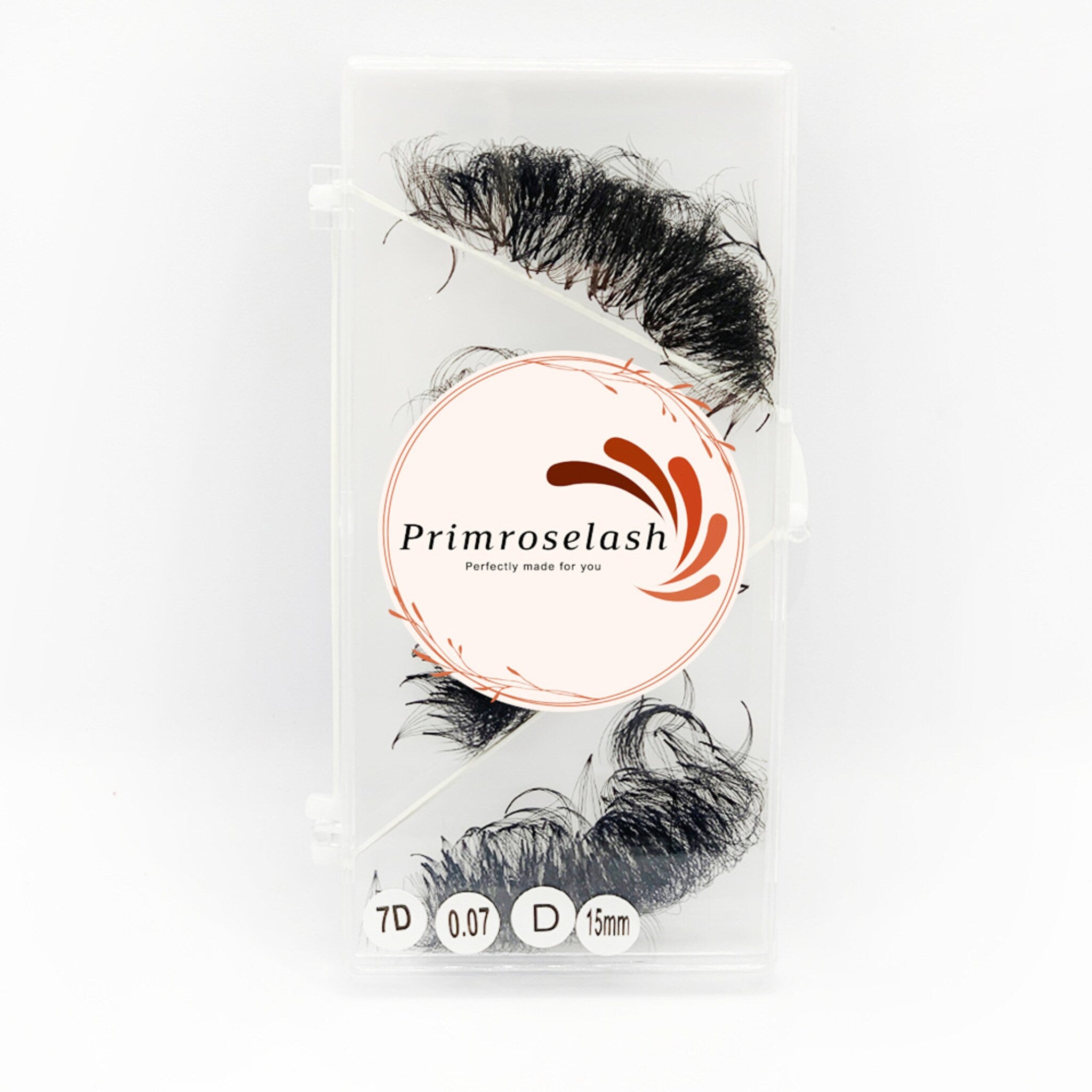 False eyelashes, black synthetic lashes in a clear plastic case, Primroselash branding visible