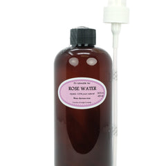 Rose water spray bottle, brown glass, white pump, Dr Adorable label