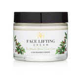 Face lifting cream jar with black lid and white label, floral accents, Blackbloxie-LHBSKIN