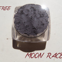 Eyeshadow dark gray matte mineral pigment in clear jar, MOON RACER brand
