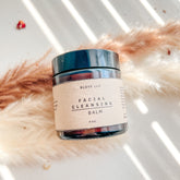 Facial Cleansing Balm in black glass jar with paper label, Blove Naturalskincare brand