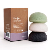 Natural konjac sponge in soft beige with textured surface for gentle face and body cleansing