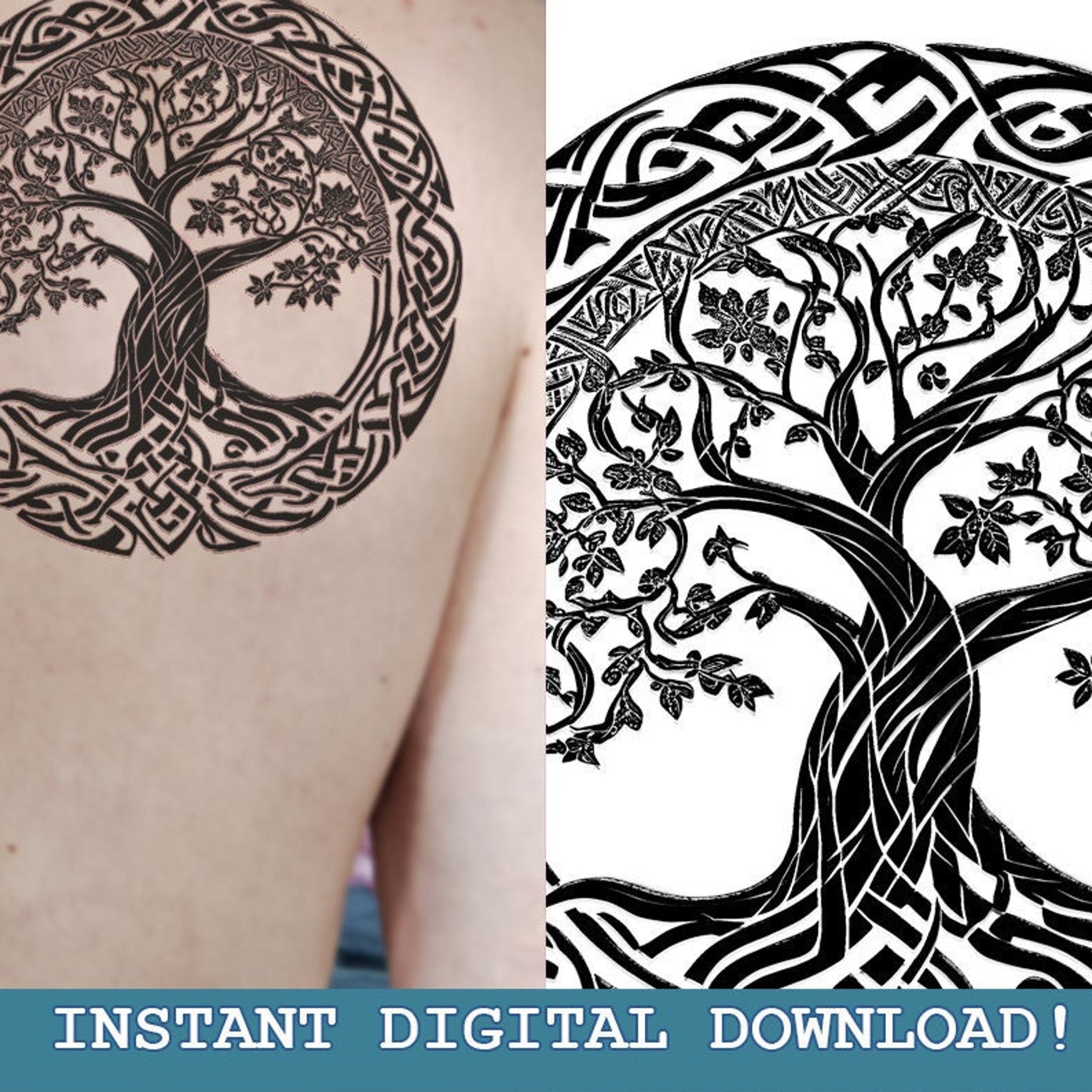 Main product view of Norse Mythology Yggdrasil Tribal Tattoo Digital Download