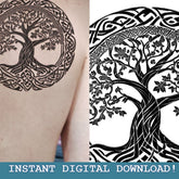 Main product view of Norse Mythology Yggdrasil Tribal Tattoo Digital Download
