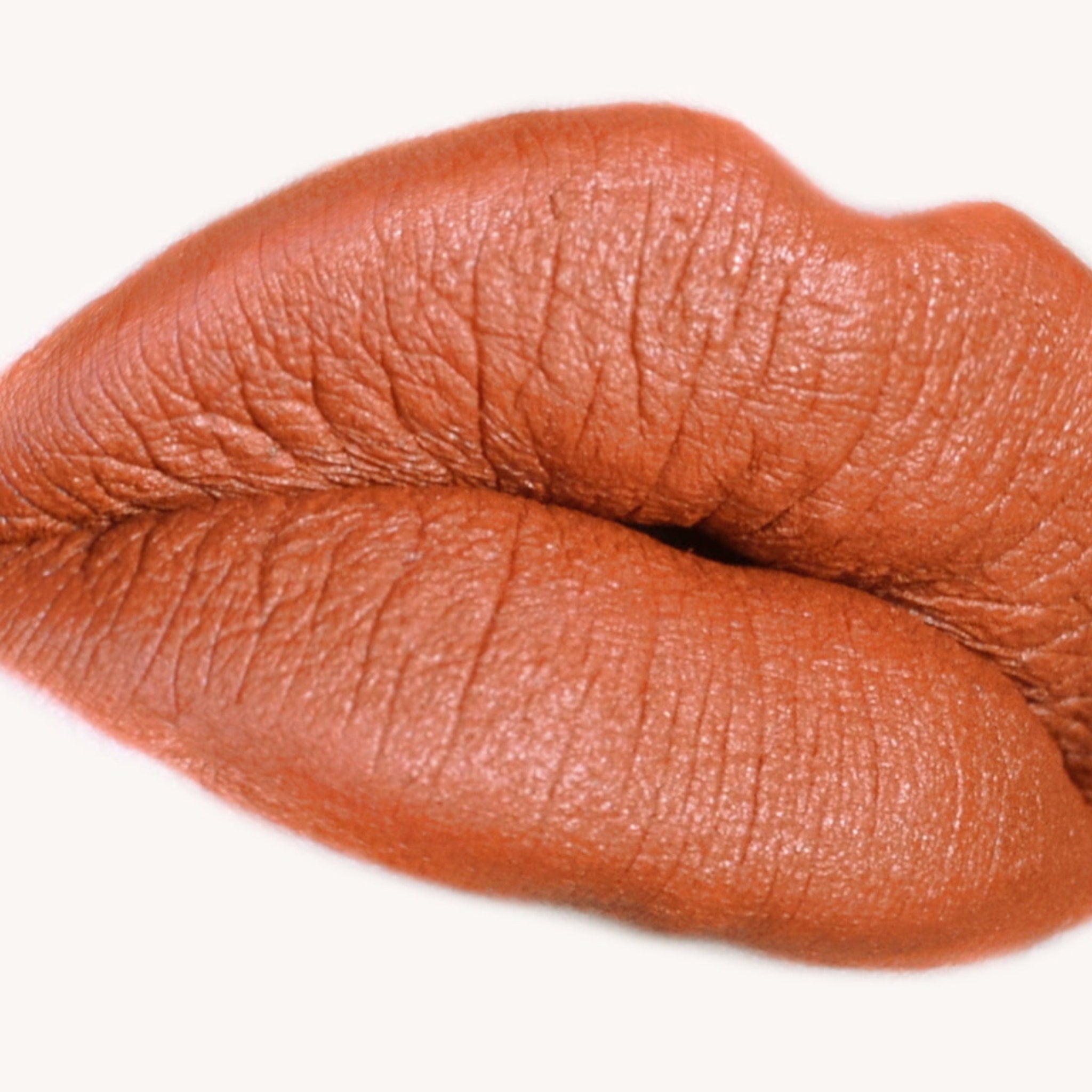 Lip makeup burnt orange color lips texture close up