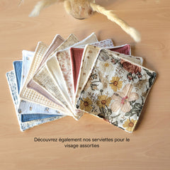 Stack of soft bamboo gauze wipes with textured cotton weave, natural beige tones, folded neatly for skincare or baby care