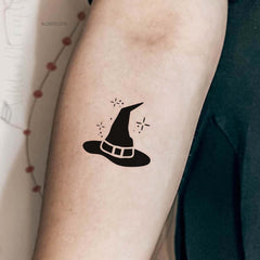 Main product view of Spooky Witch Hat Temporary Tattoo for Halloween Skin Art