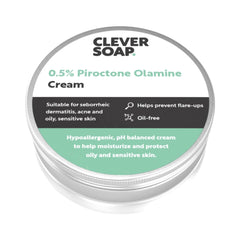 Face moisturizer cream in a silver metal container with Clever Soap branding and green text