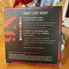 Eyeshadow palette with red accents, black background, and Morphe text