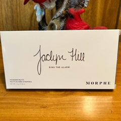 Eyeshadow palette, white box with black text, Morphe and Jaclyn Hill branding visible