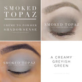 Eye shadow, Smoked Topaz color, applied on eyelid, with visible eyelashes, SeneGence brand
