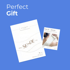 Gift set with white packaging, SENDE branding, and blue background.