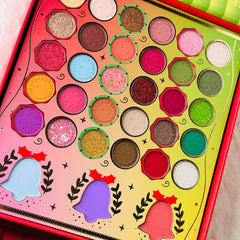 Bells Makeup Eye Shadow Set featuring six vibrant matte and shimmer shades in a sleek black compact