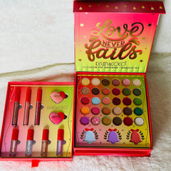 Close-up of a makeup brush applying shimmery bronze eye shadow to eyelid with soft blending motion