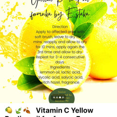 Close-up of golden yellow peeling oil in glass bottle with dropper applicator, showcasing lightweight texture