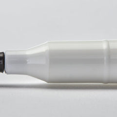 Close-up side view of VISCOT Skin Scribe white ink pen showing sleek metallic tip and ergonomic grip for precise skin marking