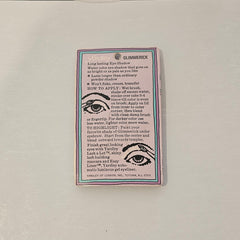 Eye shadow product card with pink, teal, and black border with Yardley text