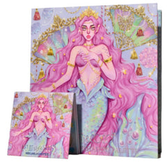 Highlighter palette with pink mermaid illustration, gold accents, and "Vault & Co" text