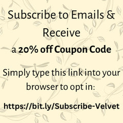 Email subscription graphic with cream background, black text, and floral design elements