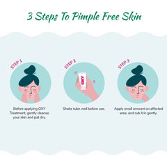 Close-up of hands applying Oxy 10 acne treatment lotion with benzoyl peroxide to clear blemishes