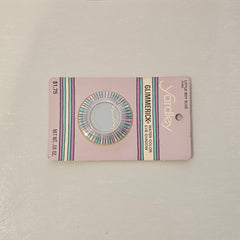 Close-up of vintage Yardley Mod Glimmerick eyeshadow in Little Boy Blue being applied with a brush on eyelid.