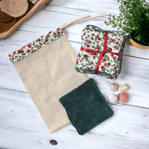 Luxurious white skincare wipes in soft cotton-bamboo blend, folded neatly in sleek black packaging