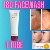 Face wash tube white with red base, Nu Skin brand, with before & after skin images